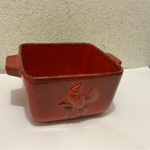 Cardinal Baking Dish~Teleflora Holidays Square, Red Stonewear Dish Oven to Table
